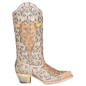 Corral Tan and Cream Heeled Boots